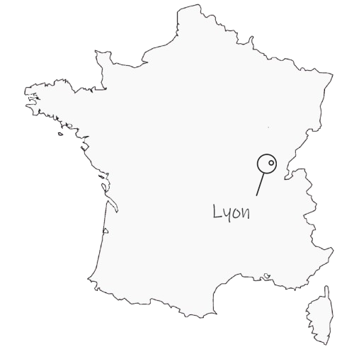Carte de France montrant la localisation à Lyon